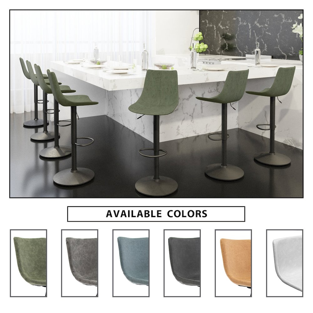 Tilbury Modern Adjustable Bar Stool in Olive Green. Picture 18