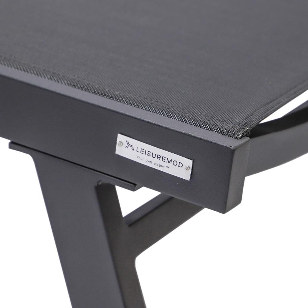 Marlin Patio Chaise Lounge Chair With Armrests in Black Aluminum Frame. Picture 9