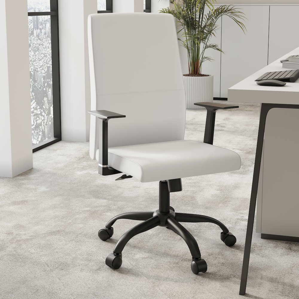 Evander Series Office Guest Chair in White Leather. Picture 6