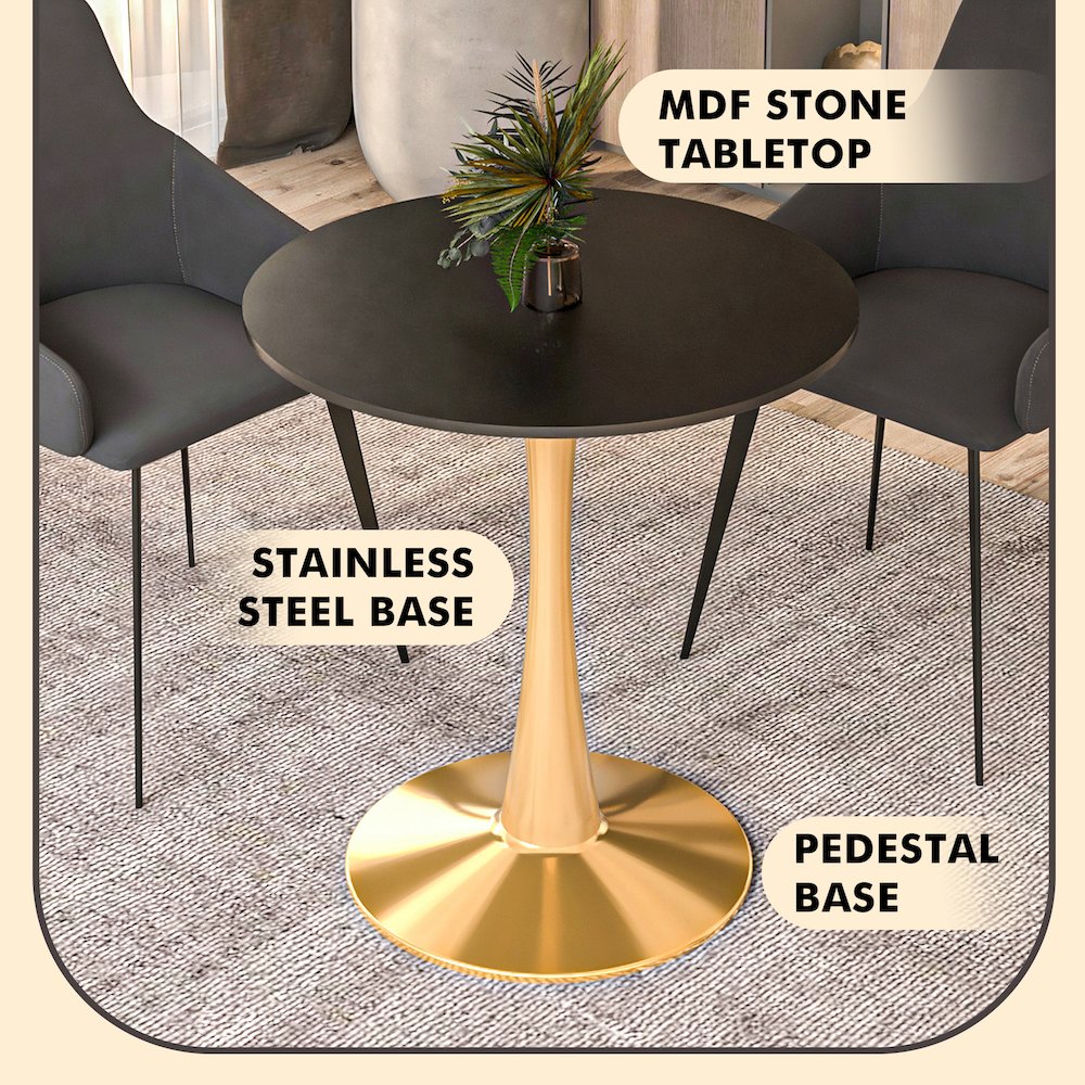Bristol 27" round dining table Gold Base With Black Top. Picture 17
