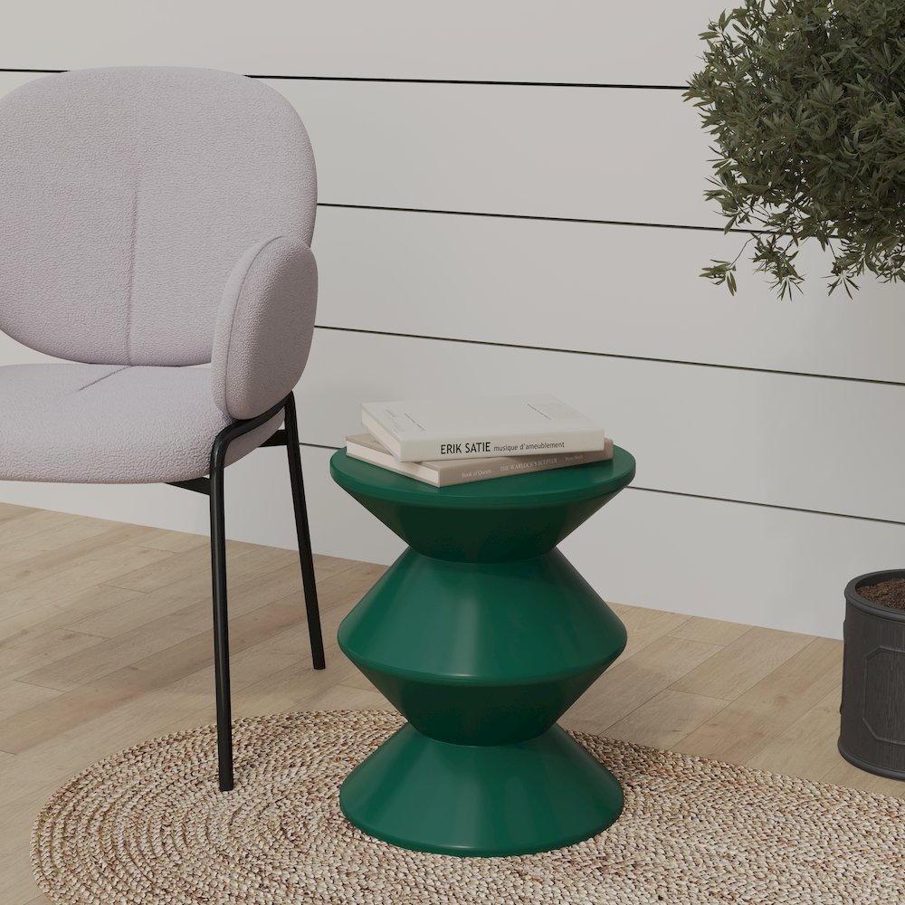 Aura Modern Plastic Side End Table, Indoor/Outdoor Use, Green. Picture 17