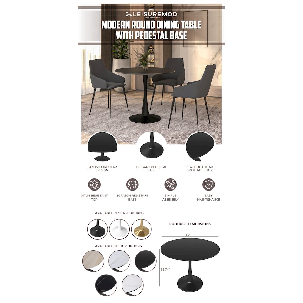 Bristol Mid-Century Modern Round Dining Table. Picture 9