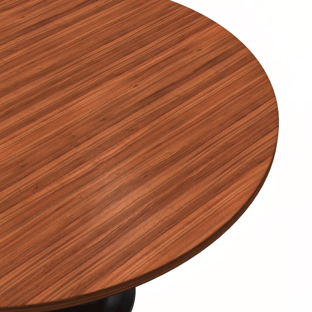 Verve Collection 48 Round Dining Table, Black Base with Cognac Brown MDF Top. Picture 8