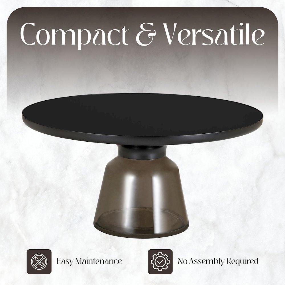 Tully Collection Glass Coffee Table Grey glass, Black Rim with Black GLass Top. Picture 1