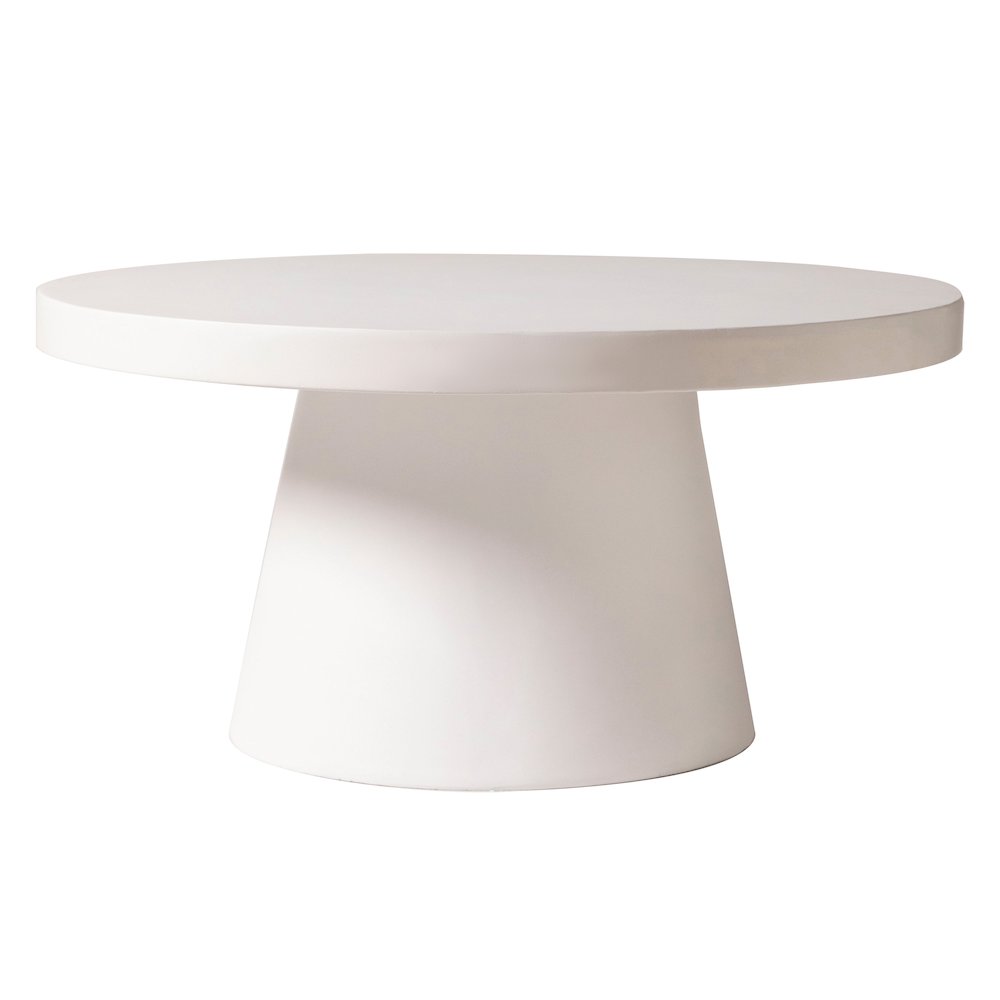 Dune Collection Fiberglass Outdoor Coffee Table In White. Picture 21