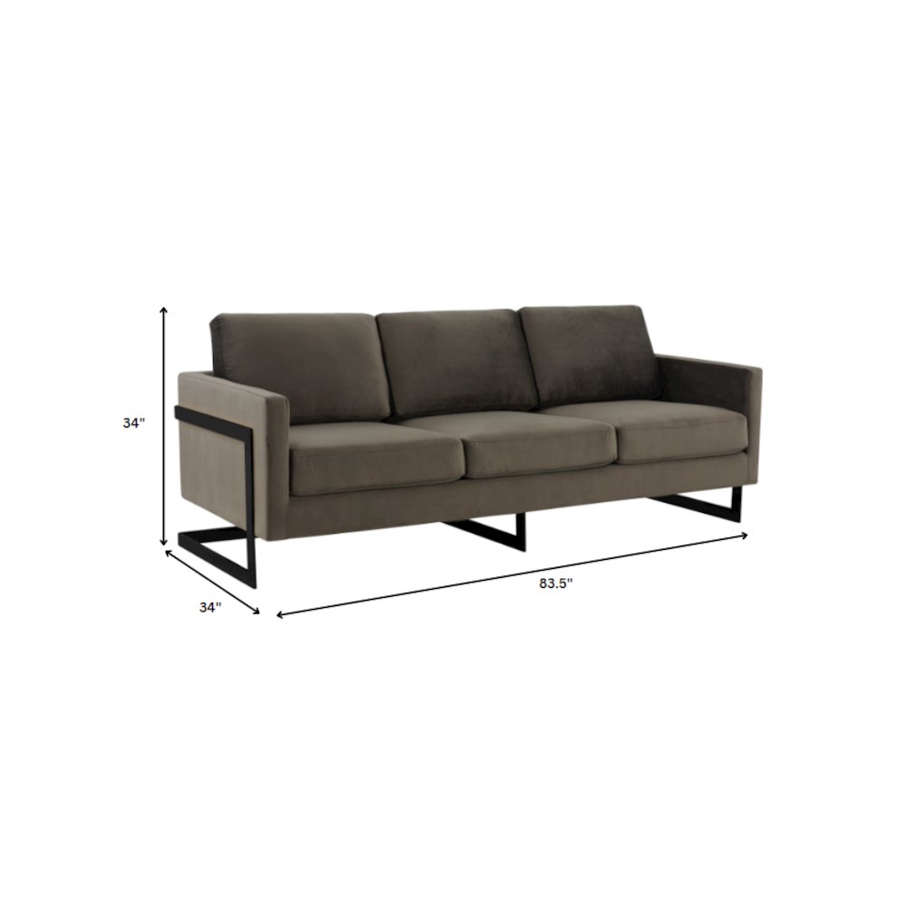 Lincoln Dark Grey Velvet Sofa With Black Frame. Picture 1