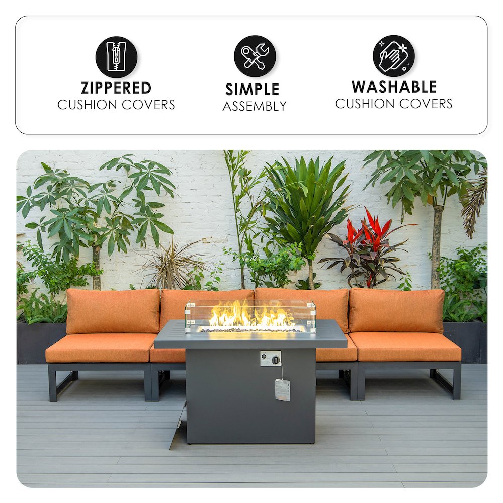 Chelsea 5-Piece Middle Patio Chairs and Fire Pit Table. Picture 3