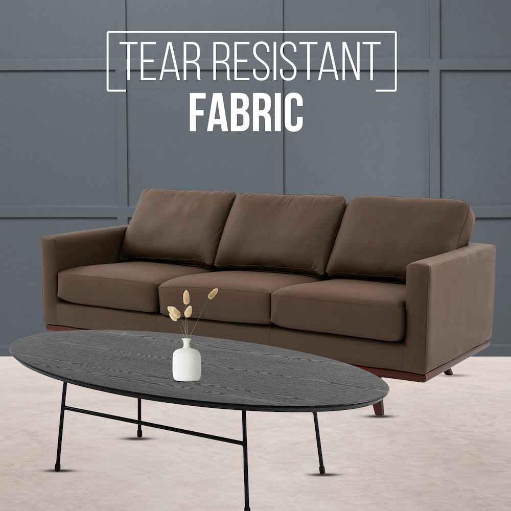 Chester Modern Faux Sofa in Taupe Leather. Picture 3