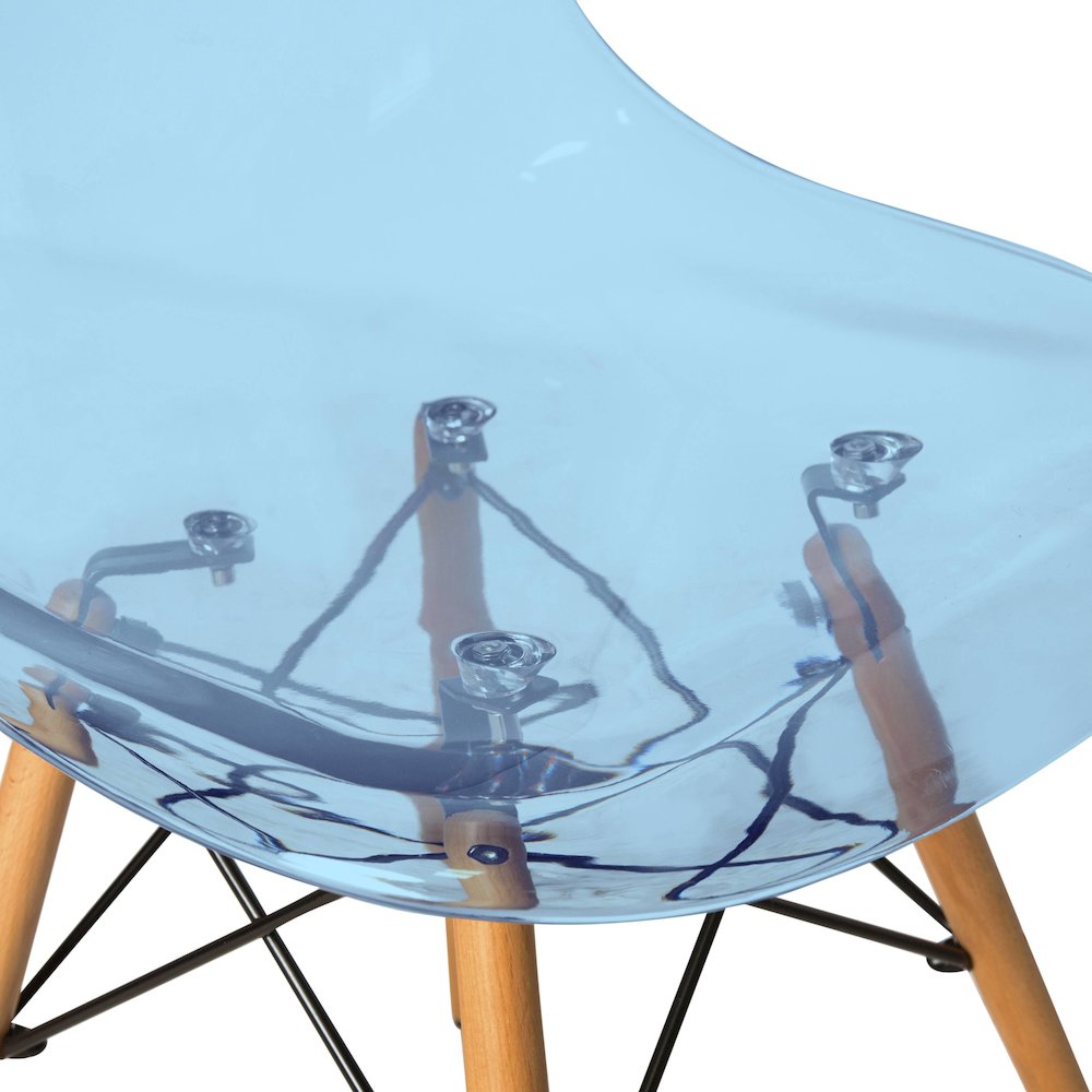 Dover 3-Piece Dining Set with Round Clear Glass Top Bistro Table in Blue. Picture 8