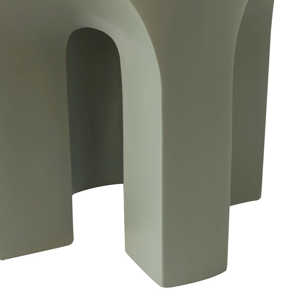 Crus Collection Fiberglass Outdoor Side Table in Grey. Picture 13