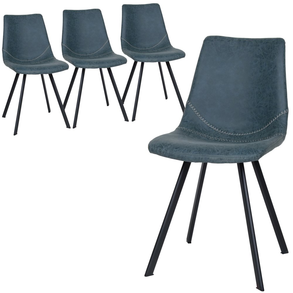 Markley Modern Leather Dining Chair With Metal Legs Set of 4. Picture 6