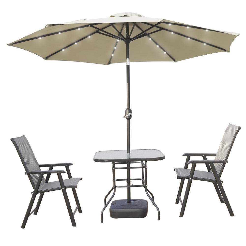 Sierra 9' Outdoor Patio Tilt Market Umbrella with Solar LED Lights. Picture 2