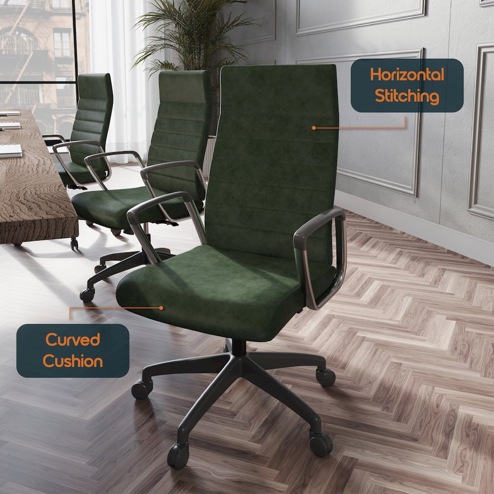 Hilton Leather Office Chair in Green. Picture 6