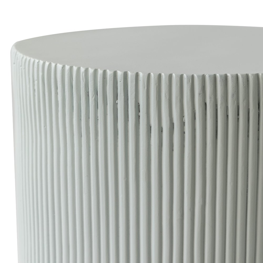 Eden Collection Fiberglass Outdoor Side Table in Light Grey. Picture 13