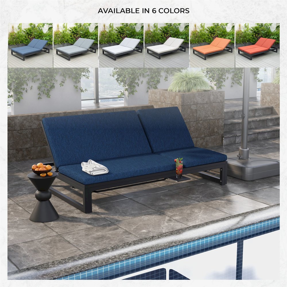 Chelsea Convertible Lounge Reclining Double Chaise With Cushions. Picture 11