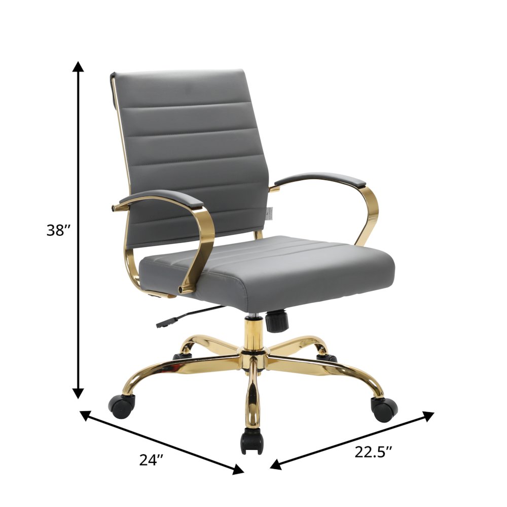 Benmar Home Leather Office Chair With Gold Frame. Picture 1