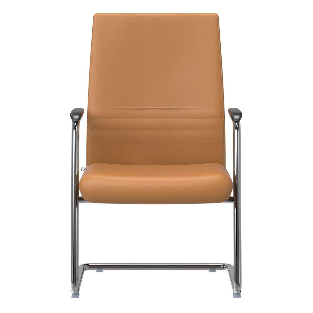 Aleen Series Guest Office Chair In Acorn Brown Leather. Picture 22