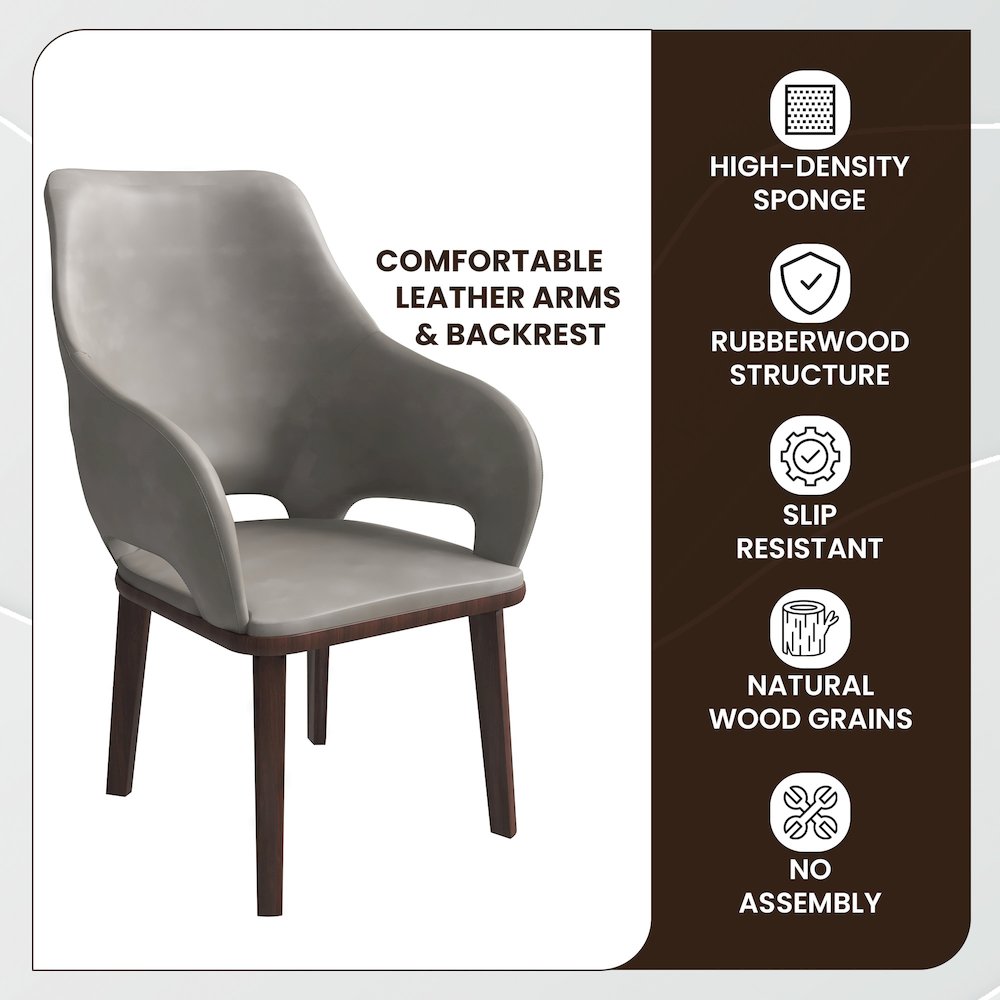 Vivara Collection Modern Dining Chair in Grey Set of 4. Picture 11