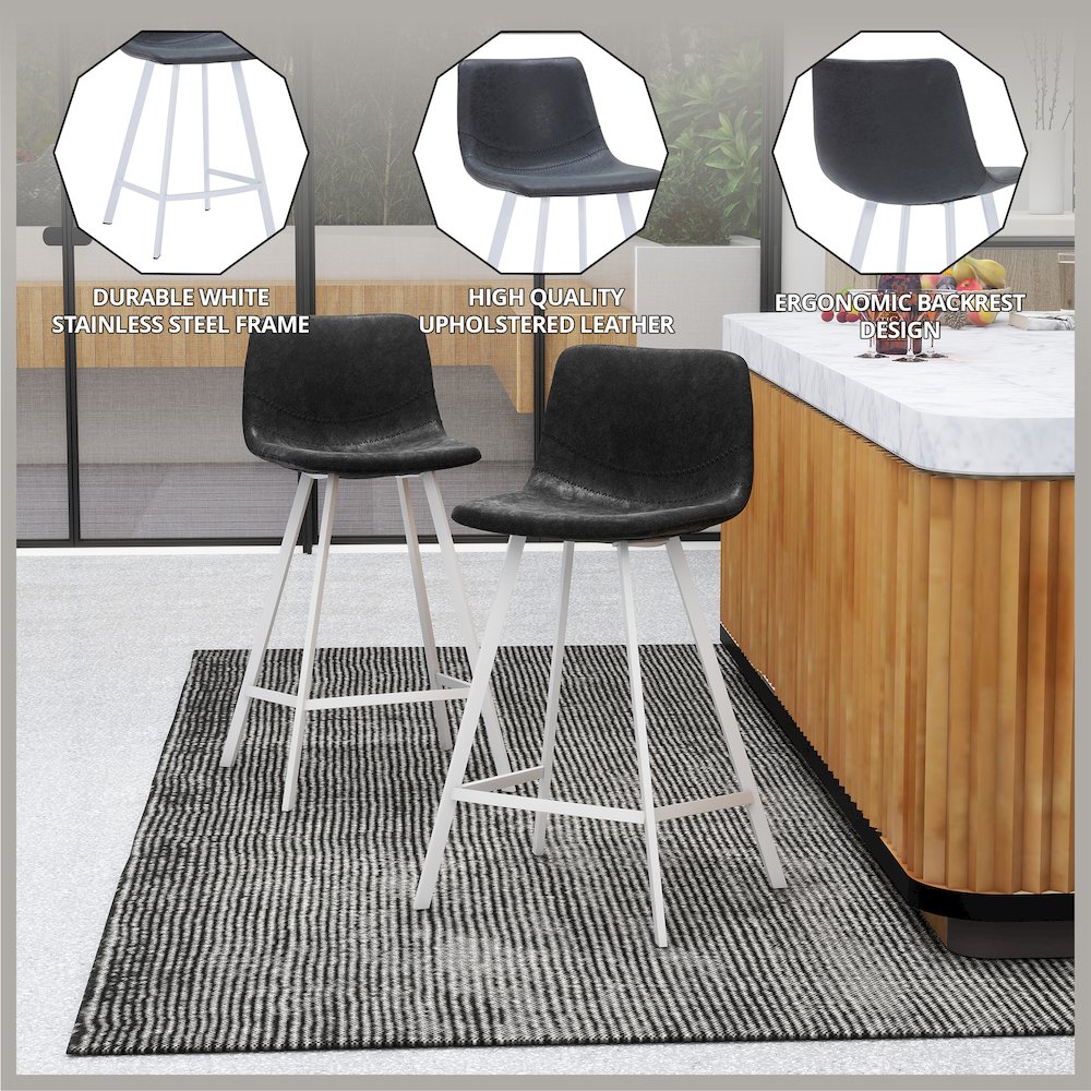 Elland - Counter stool -White Base-Charcoal Black. Picture 3