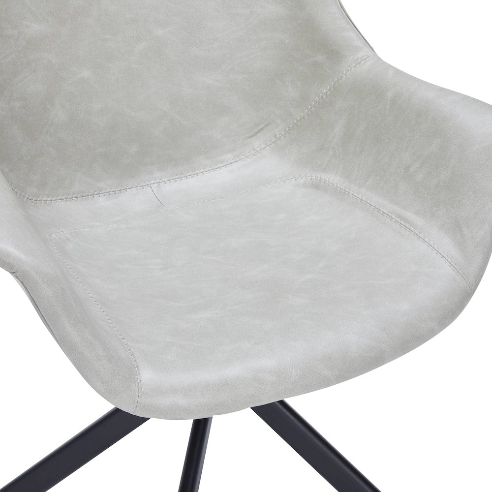 Markley Modern Leather Dining Swival Arm Chair in Light Grey. Picture 12