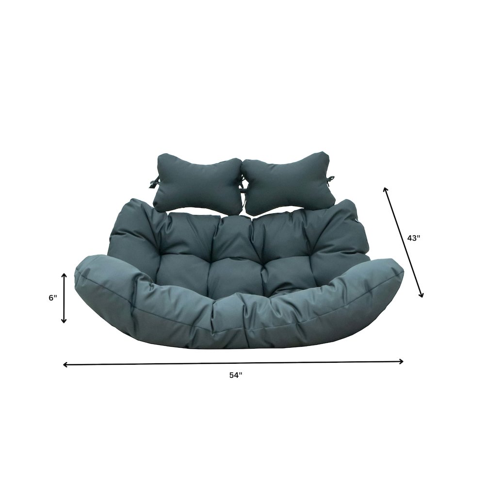 LeisureMod Wicker 2 Person Double Folding Hanging Egg Swing Cushion. Picture 8