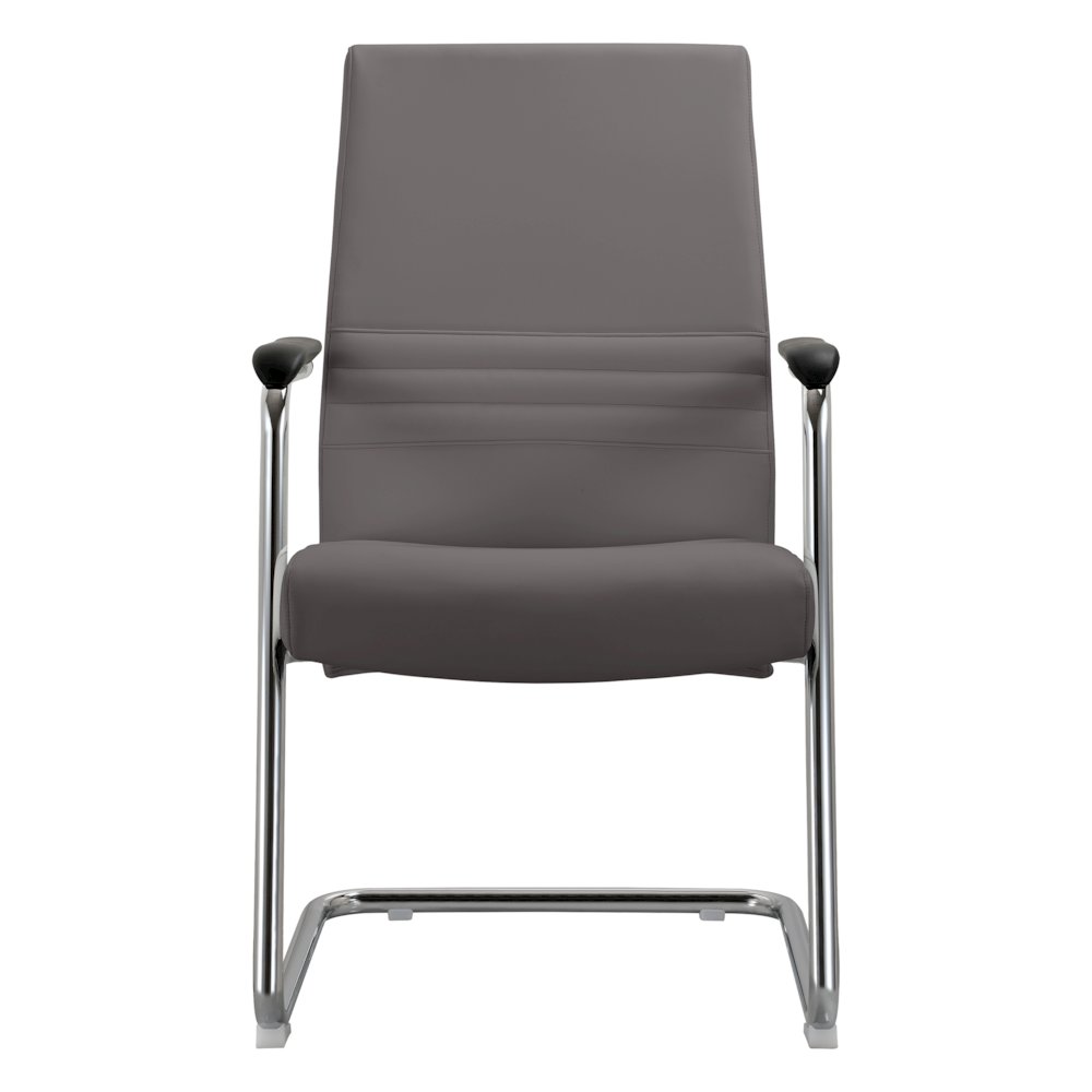 Aleen Series Guest Office Chair In Grey Leather. Picture 12