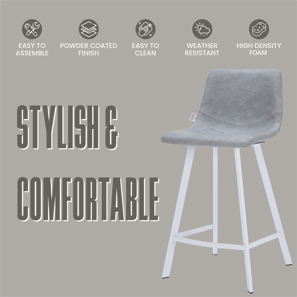 Elland - Counter stool -Light Grey- White base. Picture 5