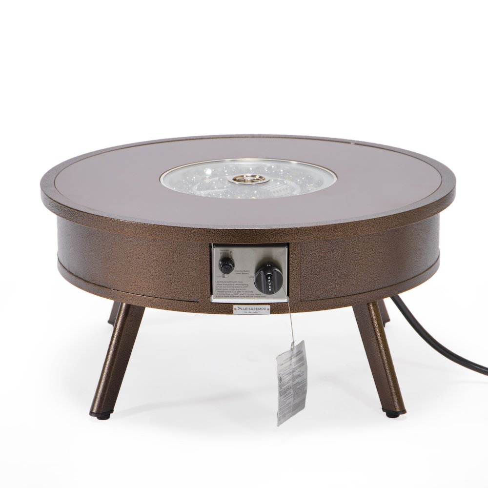 Walbrooke Outdoor Patio Aluminum Round Fire Pit Side Table. Picture 6