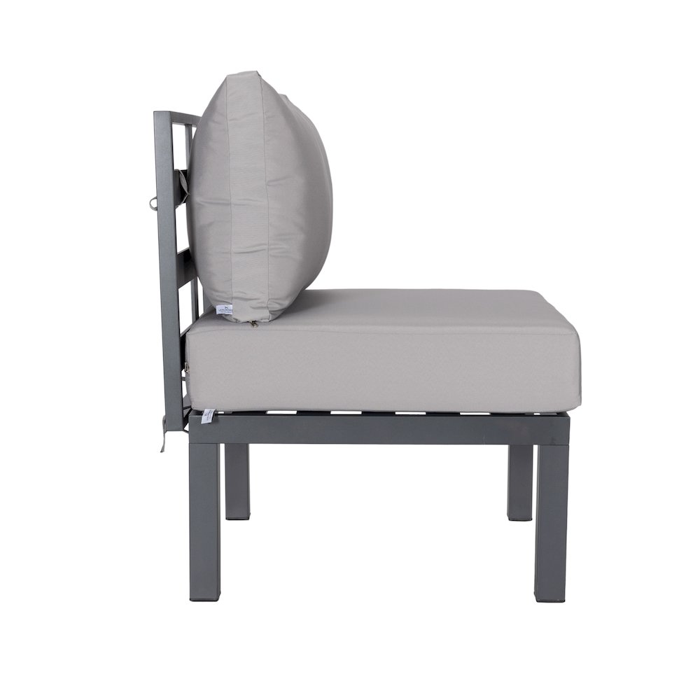 Chelsea 7-Piece Patio Sectional And Fire Pit Table Black Aluminum With Cushions. Picture 13