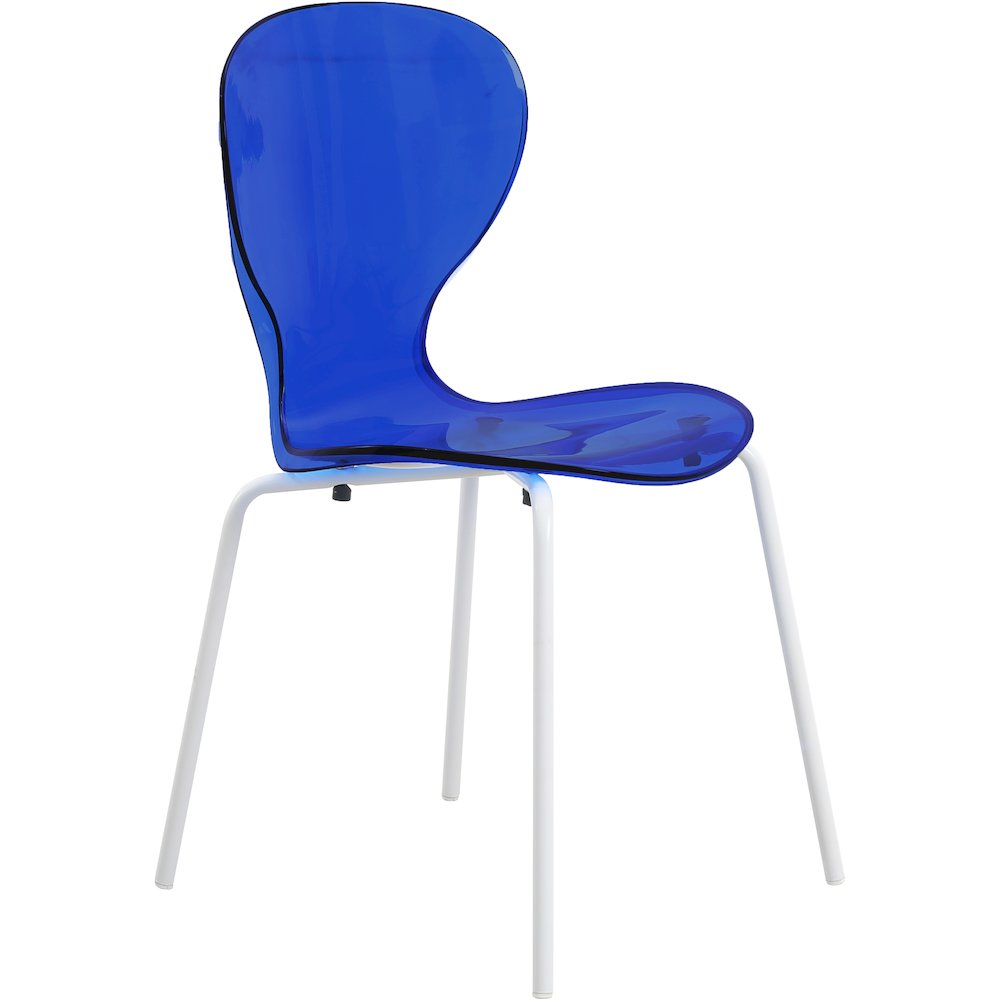 Modern Oyster Transparent Side Chair in White Base. Picture 8