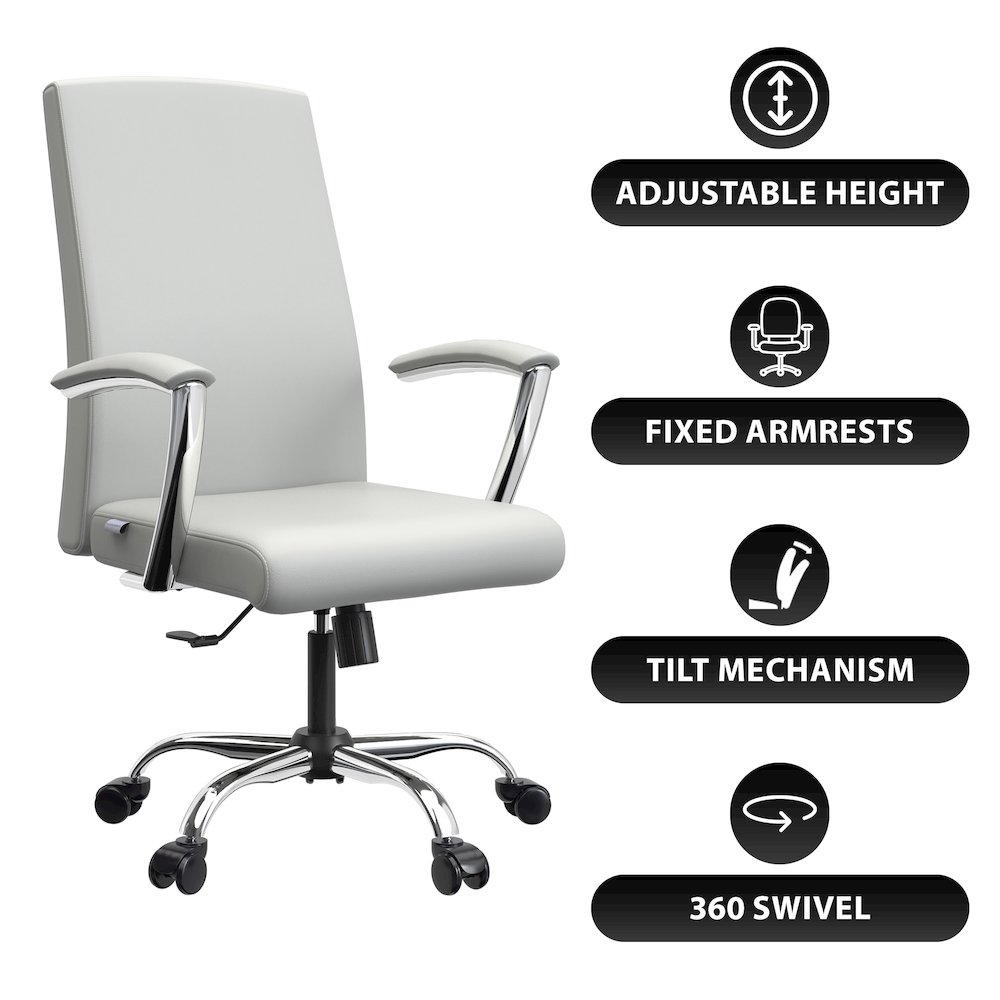 Evander Series Office Chair in White Leather. Picture 11