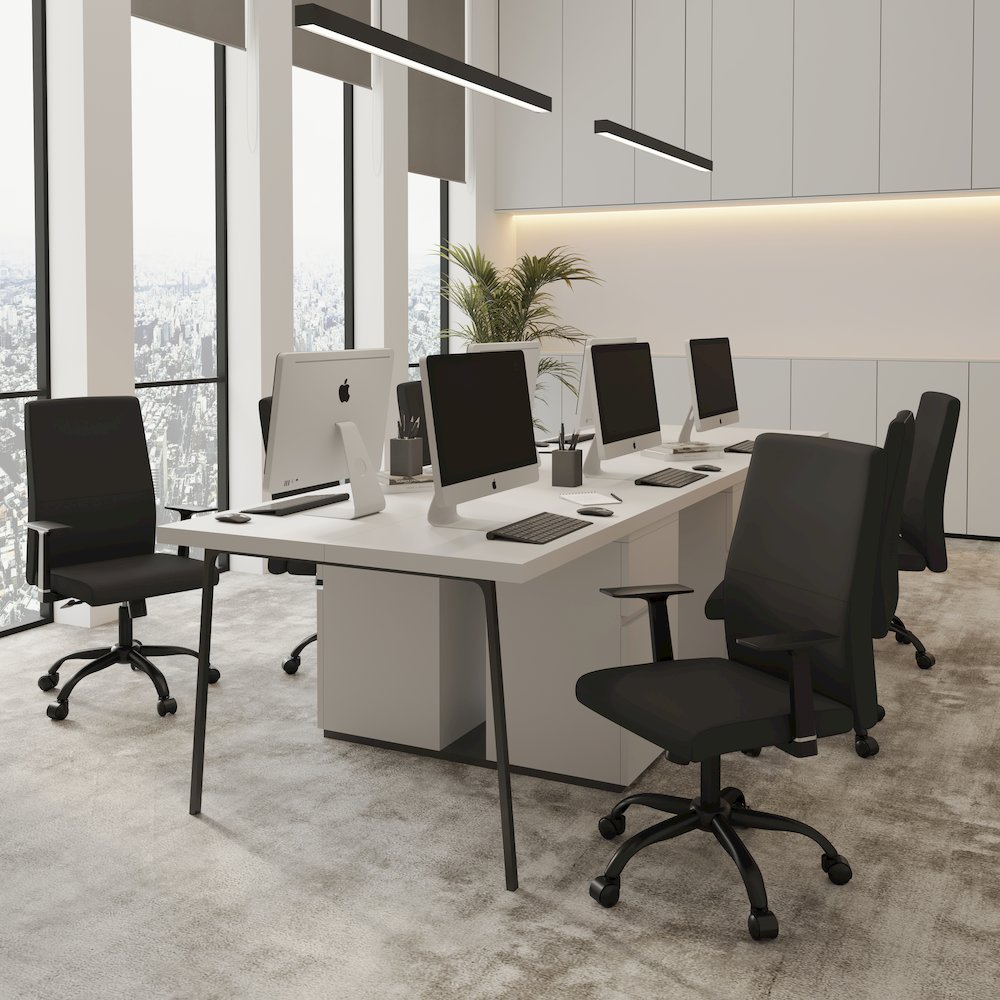 Evander Series Office Guest Chair in Black Leather. Picture 7