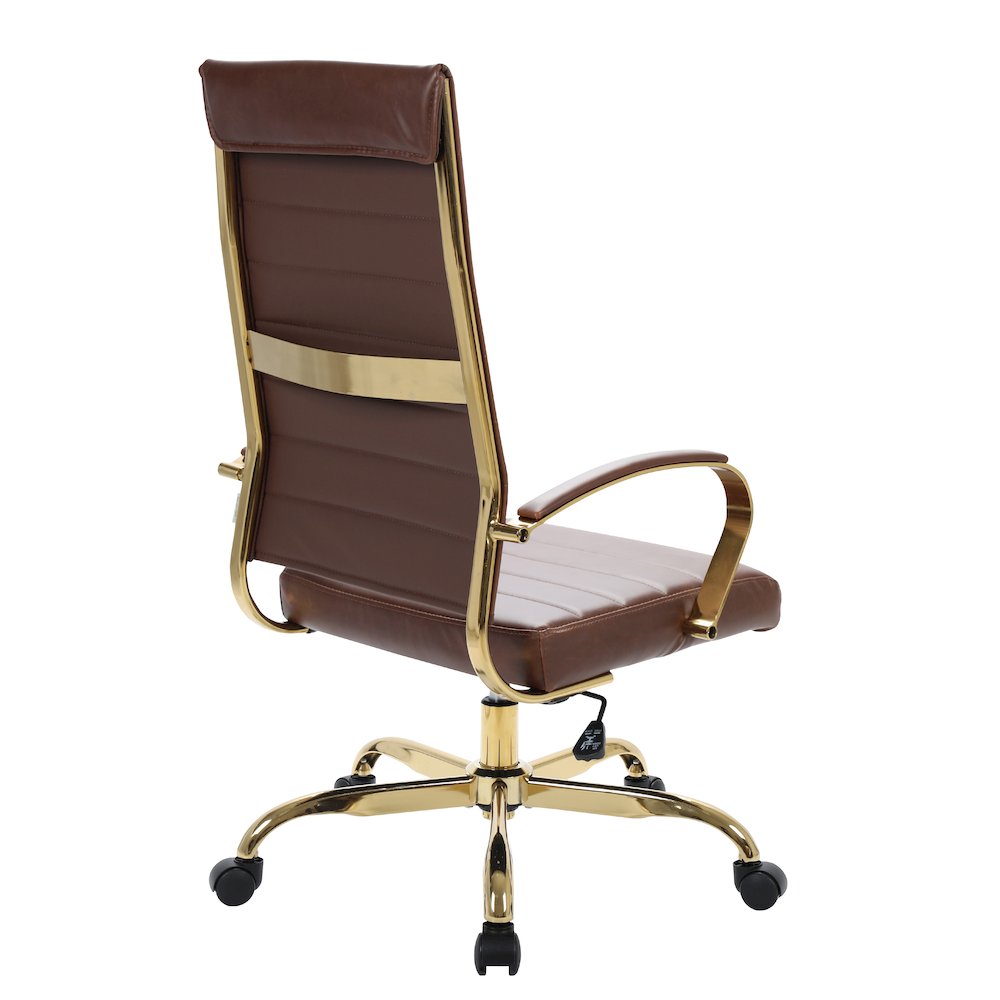 Benmar High-Back Leather Office Chair With Gold Frame. Picture 10