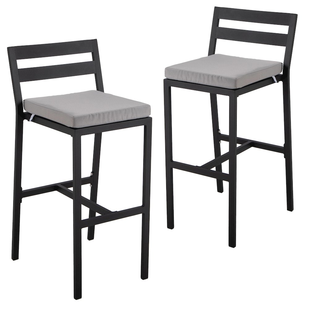 Chelsea Collection Modern Aluminum Outdoor Bar Chair Set of 2. Picture 2