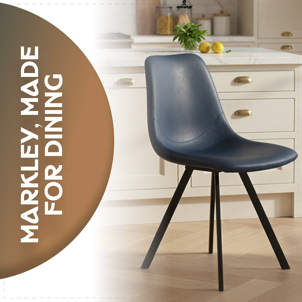 Markley Modern Leather Dining Chair With Metal Legs. Picture 8