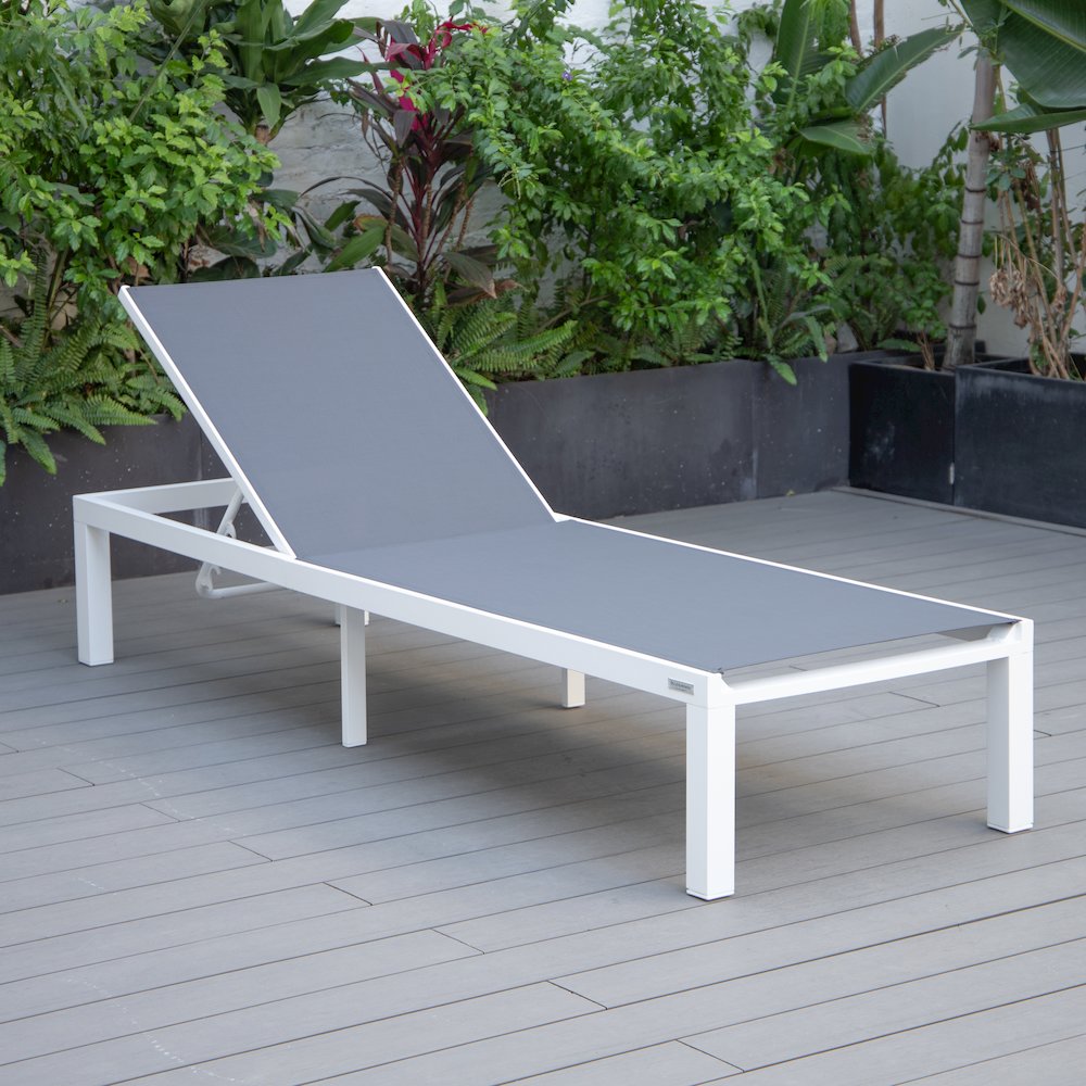 Marlin Modern White Aluminum Outdoor Patio Chaise Lounge Chair. Picture 18