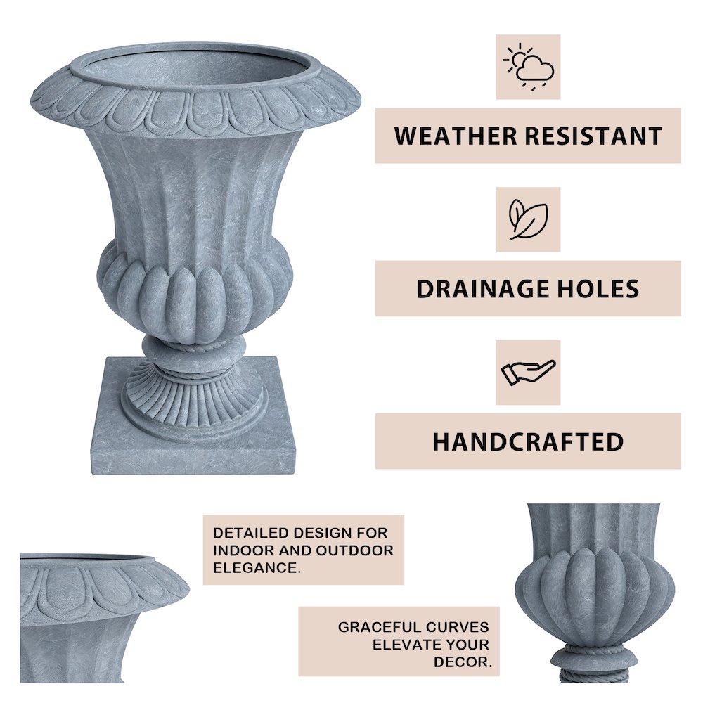 Lotus Series Poly Stone Planter in Aged Concrete, 20 Dia, 28 High. Picture 16