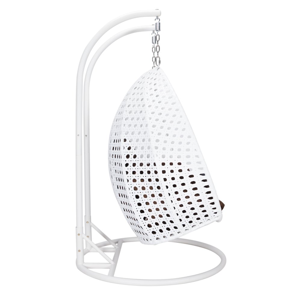 White Wicker Hanging 2 person Egg Swing Chair. Picture 6