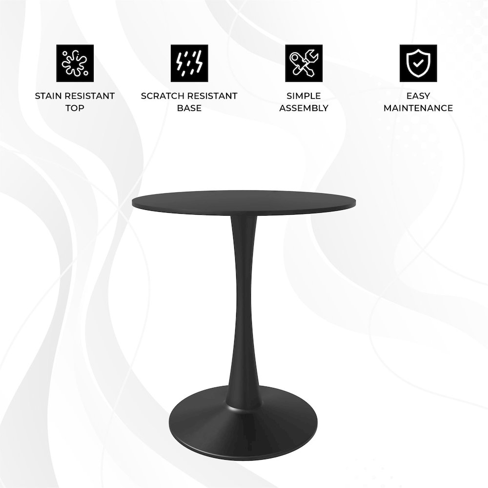 Leisyremod Bristol 24" Round Dining Table Black base with Black top. Picture 14