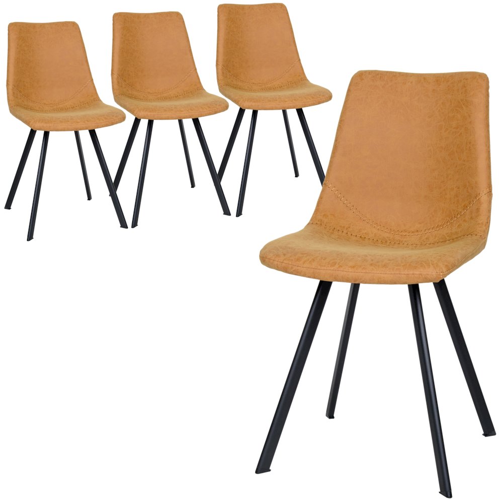 Markley Modern Leather Dining Chair With Metal Legs Set of 4. Picture 1