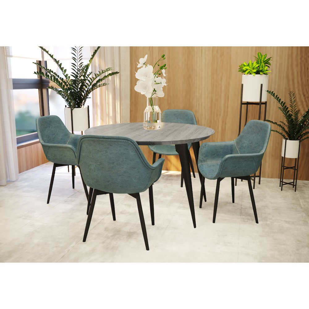 Markley Modern Leather Dining Arm Chair With Metal Legs Set of 2. Picture 7