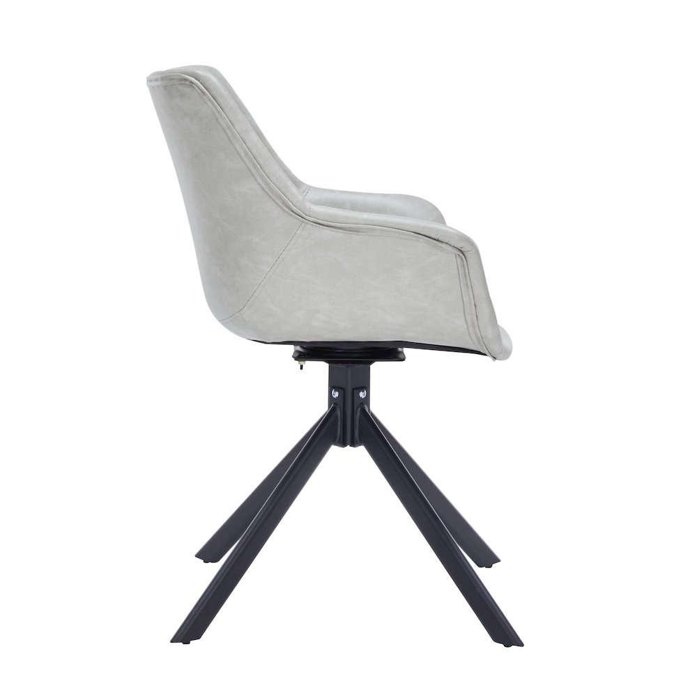 Markley Modern Leather Dining Swival Arm Chair in Light Grey. Picture 10