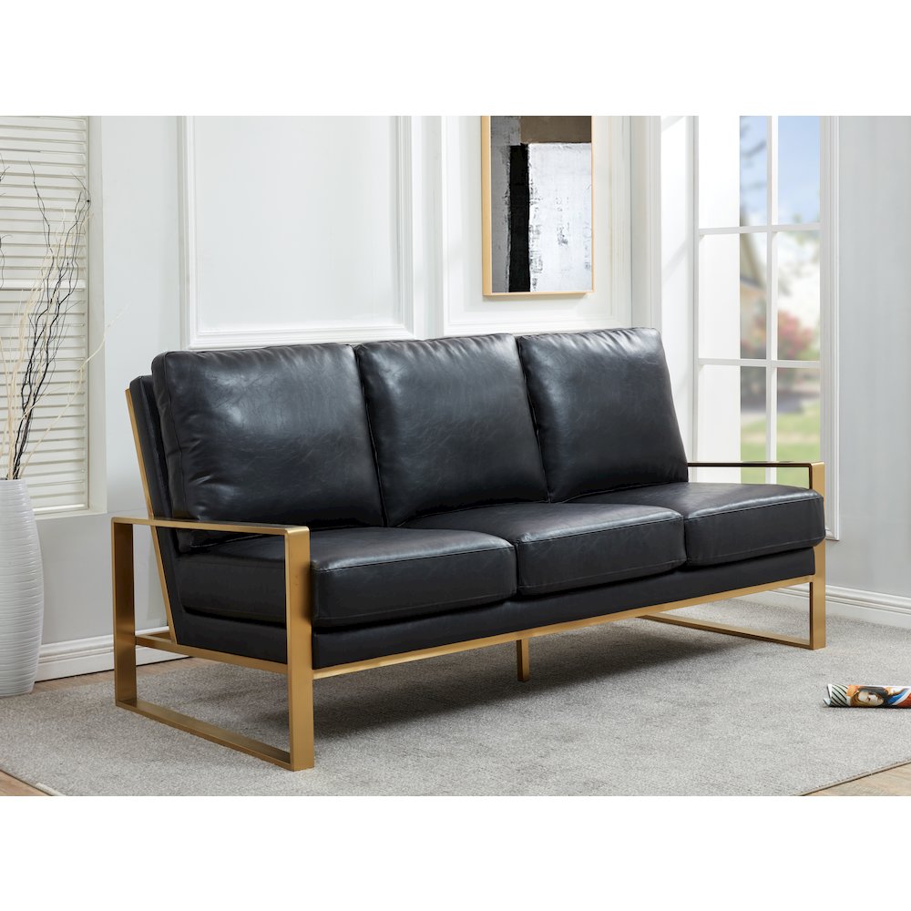 Jefferson Modern Design Leather Sofa With Gold Frame. Picture 2