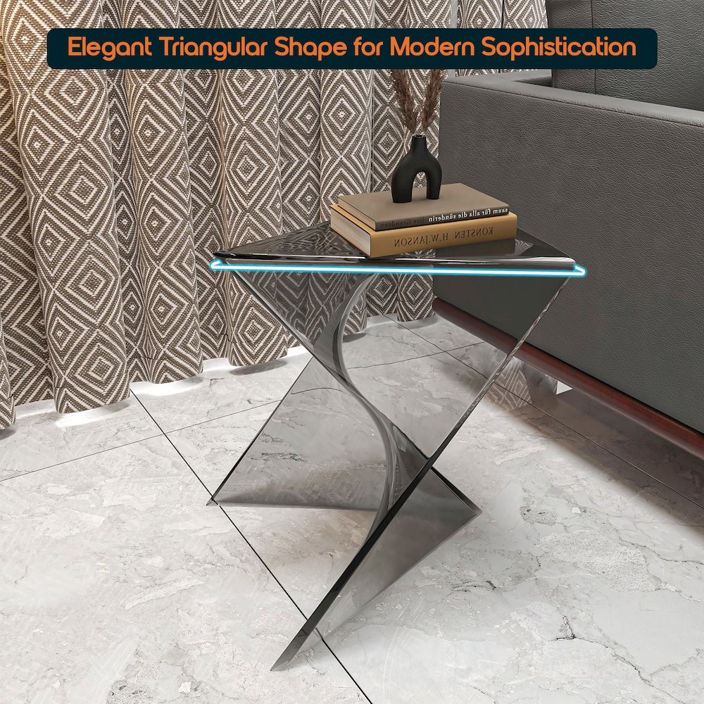 Randolph Modern Accent Side Table Indoor and Outdoor Use Smoke Color Set of 4. Picture 9