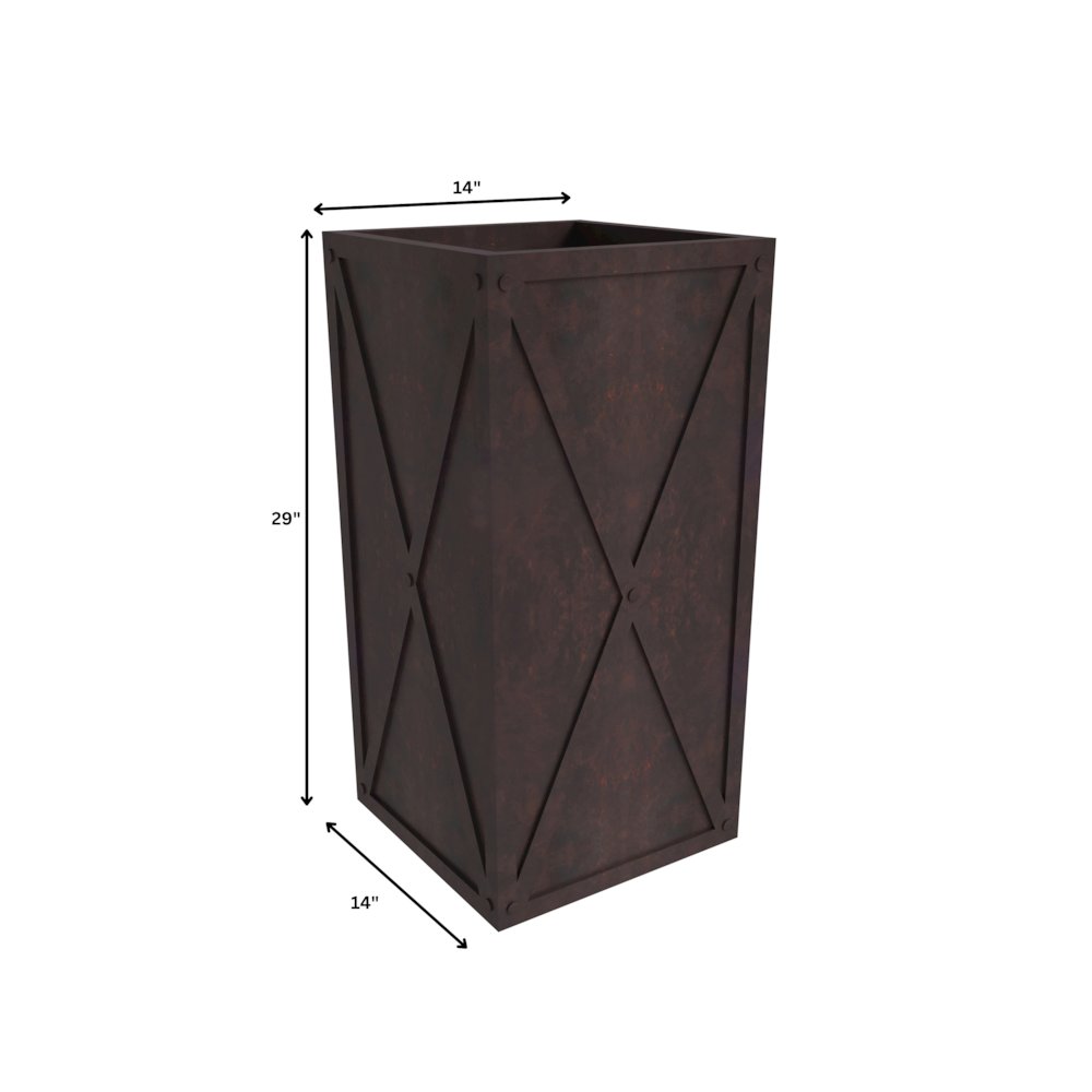 Papyrus Series Rectangle Fiber Stone Planter in Brown 14.2 x 14.2, 29 High. Picture 2