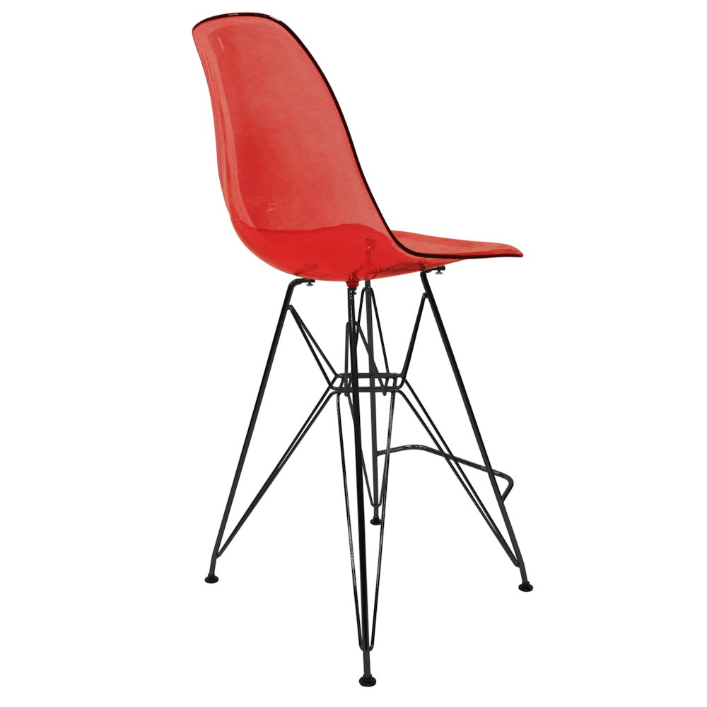 Modern Acrylic Bar stool Cresco Collection Black Base with Trans Red seat. Picture 18