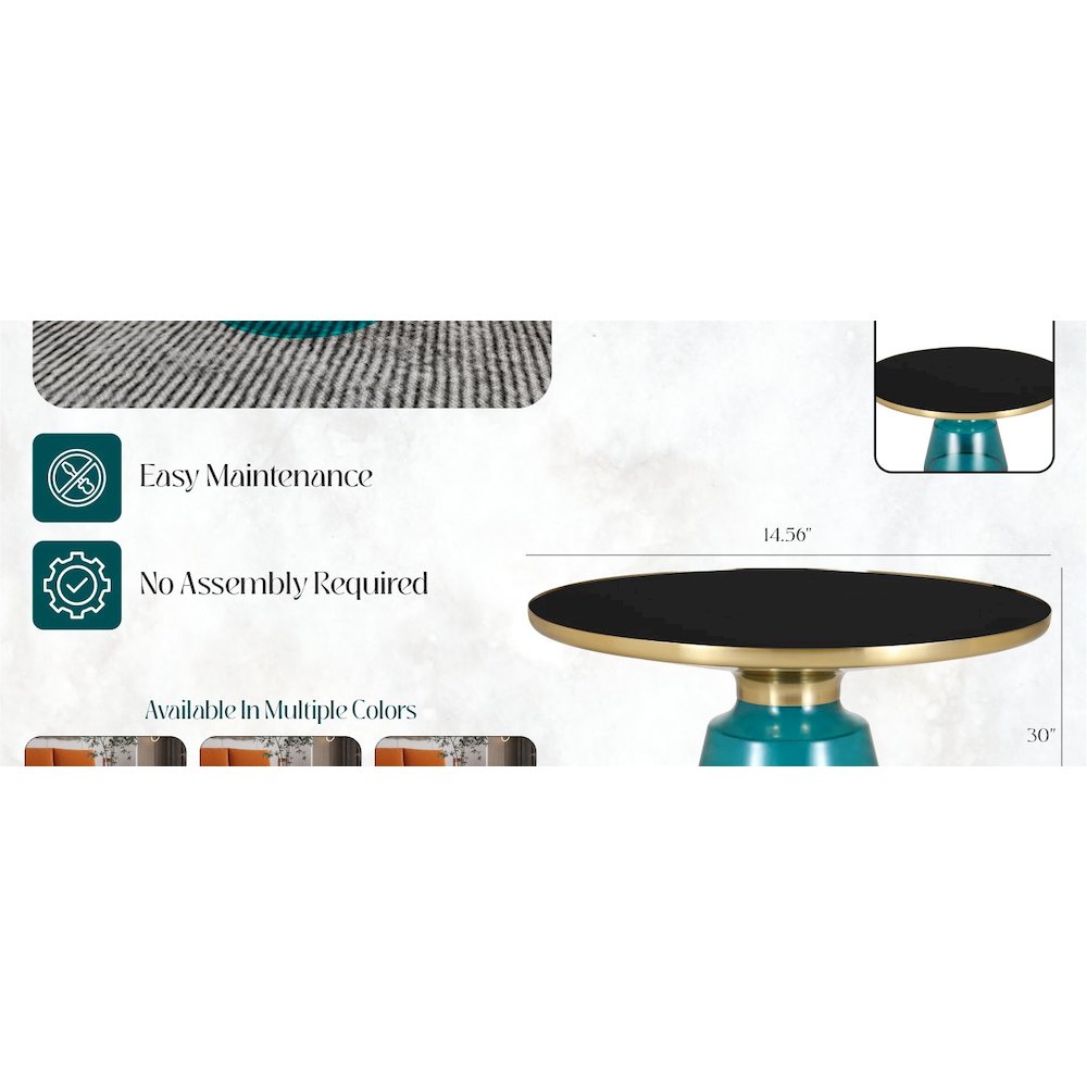 Tully Collection Glass Coffee Table Blue glass, Gold Rim with Black Glass top. Picture 23
