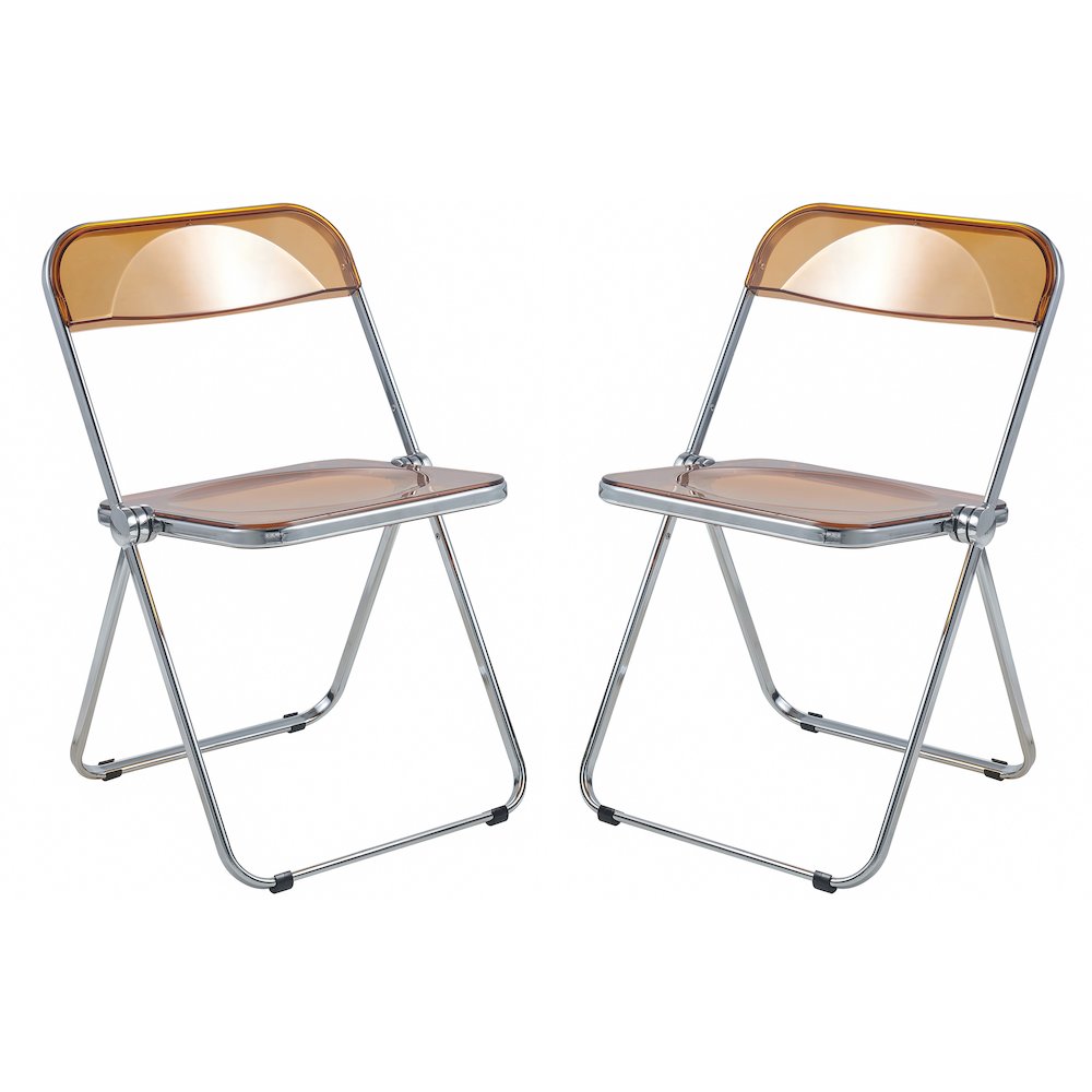 Lawrence Acrylic Folding Chair With Metal Frame, Set of 2. Picture 7
