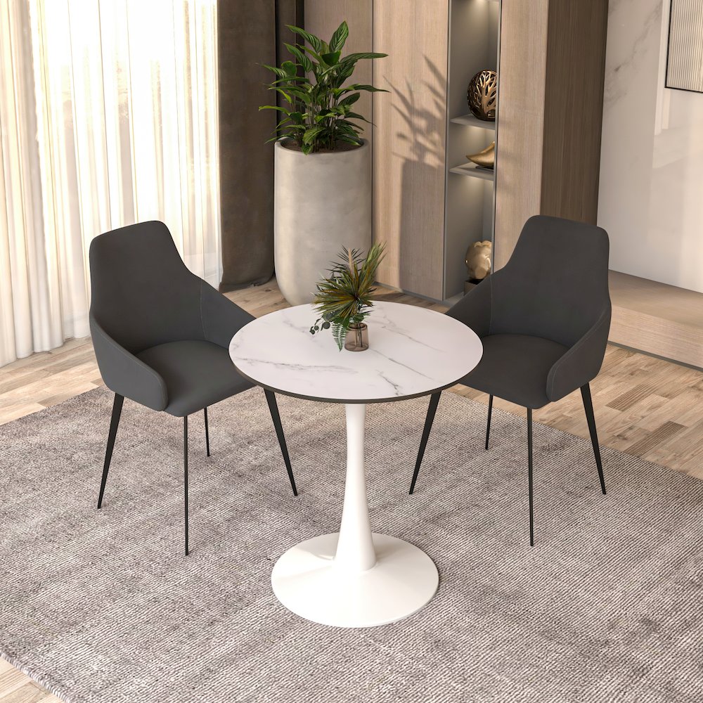Leisyremod Bristol 27" Round Dining Table White base with White top. Picture 7