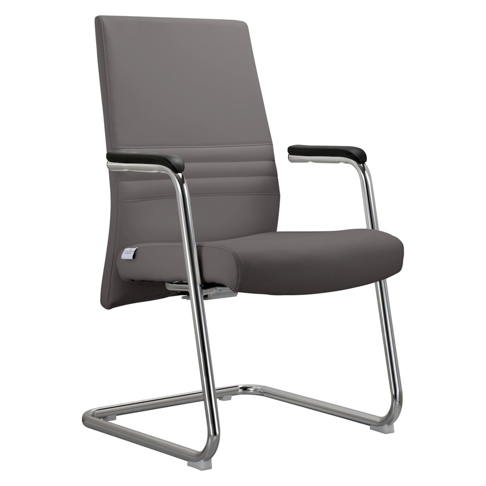 Aleen Series Guest Office Chair In Grey Leather. Picture 6